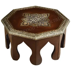 高品质定制手工木制雕刻八角形凳子装饰木制雕刻边桌，适用于家庭和酒店，价格低廉