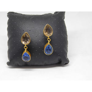 traditional new latest fashion jewelry designer handmade <b>hoop</b> goldplated brass stone stud earing <b>for</b> girls and women - Product Image 3