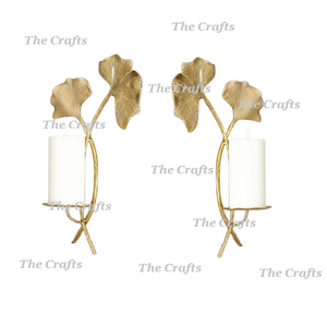 Ensemble de trois bougeoirs muraux en métal couleur or, forme ovale, à suspendre au mur, à prix abordable - Product Image 3