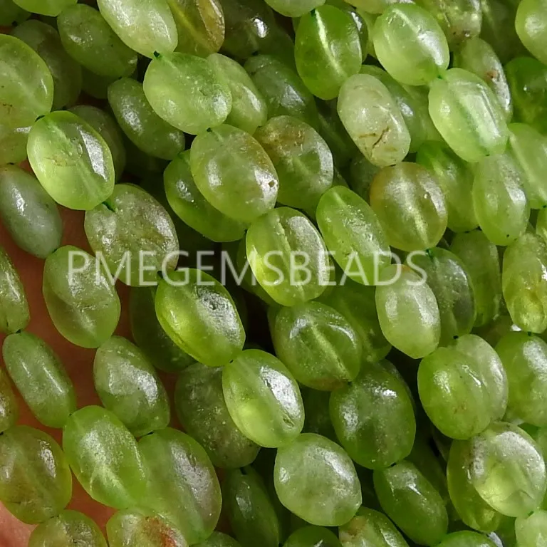 Peridot Tumble Beads,Nuggets,Oval Shape,Matte Polished,Loose Stone,Handmade,Wholesaler,Supplies,14Inch 11-7MM Long Approx