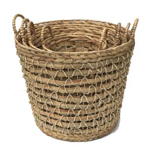 Cestas de almacenamiento de jacinto de agua ecológicas más vendidas de alta calidad con asas cestas de lavandería tejidas a mano de Vietnam - Product Image 2