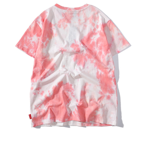 Camiseta de manga corta con cuello redondo cruzado para mujer, ropa holgada informal con estampado tie dye de Primavera/Verano, talla grande - Product Image 1