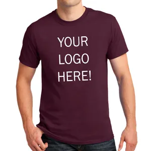 Camiseta de algodão 180 gsm 100% masculina, logotipo personalizado liso, camiseta em branco 100% algodão