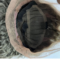 Perruque Tyagi 740 100% Cheveux Indiens Remy Gris 18" Ondulée 13x4 Full Lace Bonnet Moyen Trame Simple Permable Logo Personnalisable