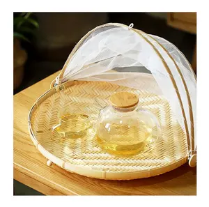 High quality bamboo food cover from Vietnam - Top supplier bamboo winnowing tray with net