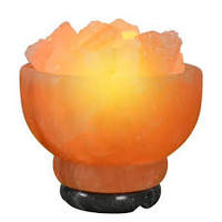 Lampe en sel rose de l'Himalaya NSLT en forme de bol, sculptée à la main au Pakistan, style floral, avec variateur d'intensité et ampoule, logo personnalisé