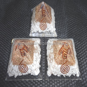 Handmade Reiki-Charged Crystal Quartz <b>Orgonite</b> Pyramid Feng Shui Healing Semi-Precious Stone Craft Copper Coil Crystal Wand Home - Product Image 1