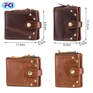 Crazy Horse-billeteras de cuero de vaca para hombre, monedero corto, Tarjetero con cremallera, elegantes - Product Image 5