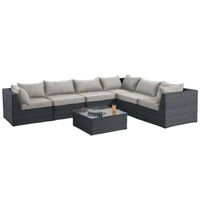 Juego de Sofá Cama de Diseño Moderno en Ratán Sintético para Patio, Apartamento, Cocina, Comedor, Centro Comercial, Parque, Hotel y Baño