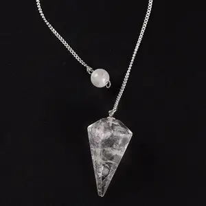 Natural Clear quartz Healing Crystal Stone Pendulum 12 Facet Reiki Charged chakra reiki dowser/pendulum