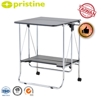 Bureau d'ordinateur mobile moderne en métal pliable avec étagère de rangement, plateau noir, mobilier de salon