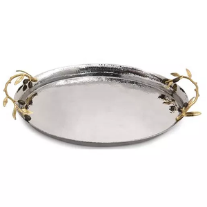 ถาดเงินทรงกลมโลหะมีสไตล์สำหรับเครื่องครัวสีเงินดีไซน์ทันสมัยโลหะถาดเงินกลมอุปกรณ์สำหรับร้านอาหารและโรงแรม - Product Image 2