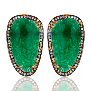 Designer Sterling <b>Silver</b> <b>Stud</b> Earring Green Aventurine Gemstone Earring Supplier Dainty Collection Classic Collection - Product Image 1