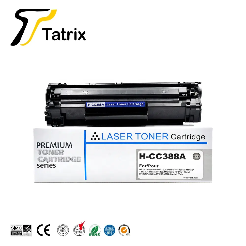 Tatrix CC388A 88A 388A CC388 C388A प्रीमियम संगत लेजर काले Toner कारतूस के लिए हिमाचल प्रदेश प्रिंटर LaserJet P1007 CC388A टोनर