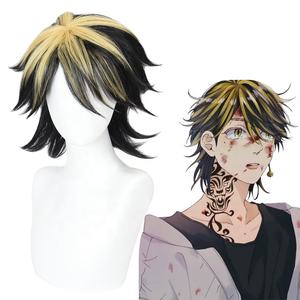 Vente en gros Tokyo Revengers perruque Cosplay 35cm court blond noir mixte Hanemiya Kazutora Peluca synthétique Anime perruques résistantes à <span class=keywords><strong>la</strong></span> chaleur - Product Image 1