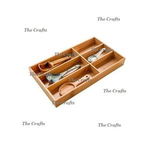 Porte-couverts en bois de forme rectangulaire avec cinq fentes Plateau à couverts de qualité supérieure aux prix de gros - Product Image 5