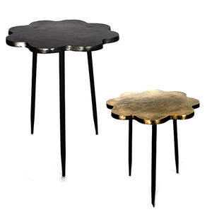 VIAF-1013 Flower Shape Iron and Aluminum Table Set | Black Gold Finish for Living Room Bedroom Cafe Hotel Wholesale Bulk Buyers - Product Image 1