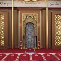 Tapis de prière en rouleau en nylon, laine et terylène imprimé en 3D, motif rouge, pour mosquée, en polyester durable, taille et design personnalisables