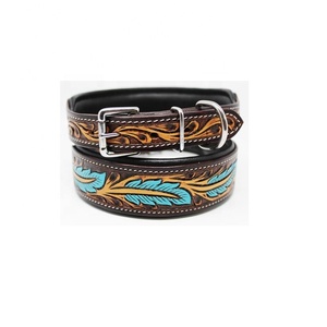 Collar de Perro de Cuero Repujado Estilo Western con Acolchado Suave y Diseño de Pintura 3D, Último Modelo, Fabricante y Mayorista - Product Image 1
