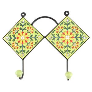 Green Ceramic Sunflower Multipurpose Wall Hooks Wall Hanging Clothes Holders Wall Hanging Clothes Hangers Durable Indian Craft - Product Image 2