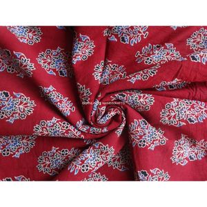 Tela impresa a mano para vestido, tejido 100% algodón, Rosa india, Madder Ajrakh, venta al por mayor - Product Image 6