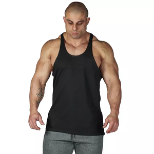 Camiseta de algodón sin mangas con logotipo personalizado para gimnasio, camiseta sin mangas con dobladillo curvo de secado rápido para correr, talla grande, estampado personalizado de punto - Product Image 4