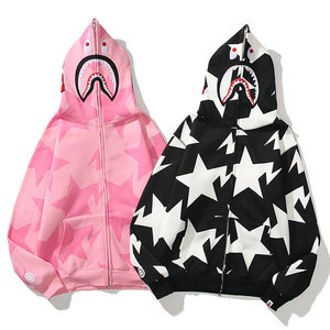 Haute qualité broderie Logo requin hommes décontracté Camouflage sweat Patchwork personnalisé mode polaire blanc pleine fermeture éclair à capuche - Product Image 1