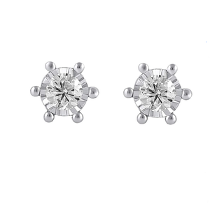 0.20 CTW Natural Round Illusion Set Diamond Screw <b>Back</b> <b>Earrings</b> | 14K White Gold Women Stud <b>Earrings</b> Secure Luxury Design - Product Image 2