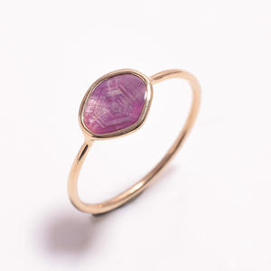 Anillo fino de oro de 14 quilates para mujer, superventas, para bodas, fiestas, estilo étnico hecho a mano, hermosa piedra preciosa de rubí Trapiche - Product Image 5