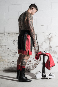 Black and <b>Red</b> MMA Shorts with High Quality <b>Material</b> and Custom Design on Cheap Prices for Men and Women Latest Design MMA Short - Product Image 3