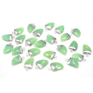 จี้คริสโซเพรส คาลเซโดนี ขนาด 13-15 มม. ทรงแตร ชุบเงินบนทองเหลือง พร้อมห่วงสำหรับทำเครื่องประดับ - Product Image 3