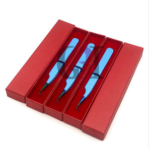 แหนบต่อขนตา90องศาทำจากสเตนเลสสตีลเคลือบผงสีฟ้าพร้อมปลายสายรุ้ง - Product Image 1