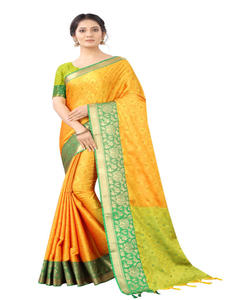 Banarasi Sari de seda Jacquard con blusa para mujer, ropa de fiesta para mujer, uso diario, de algodón suave Sari de seda, venta al por mayor, precio bajo étnico - Product Image 4