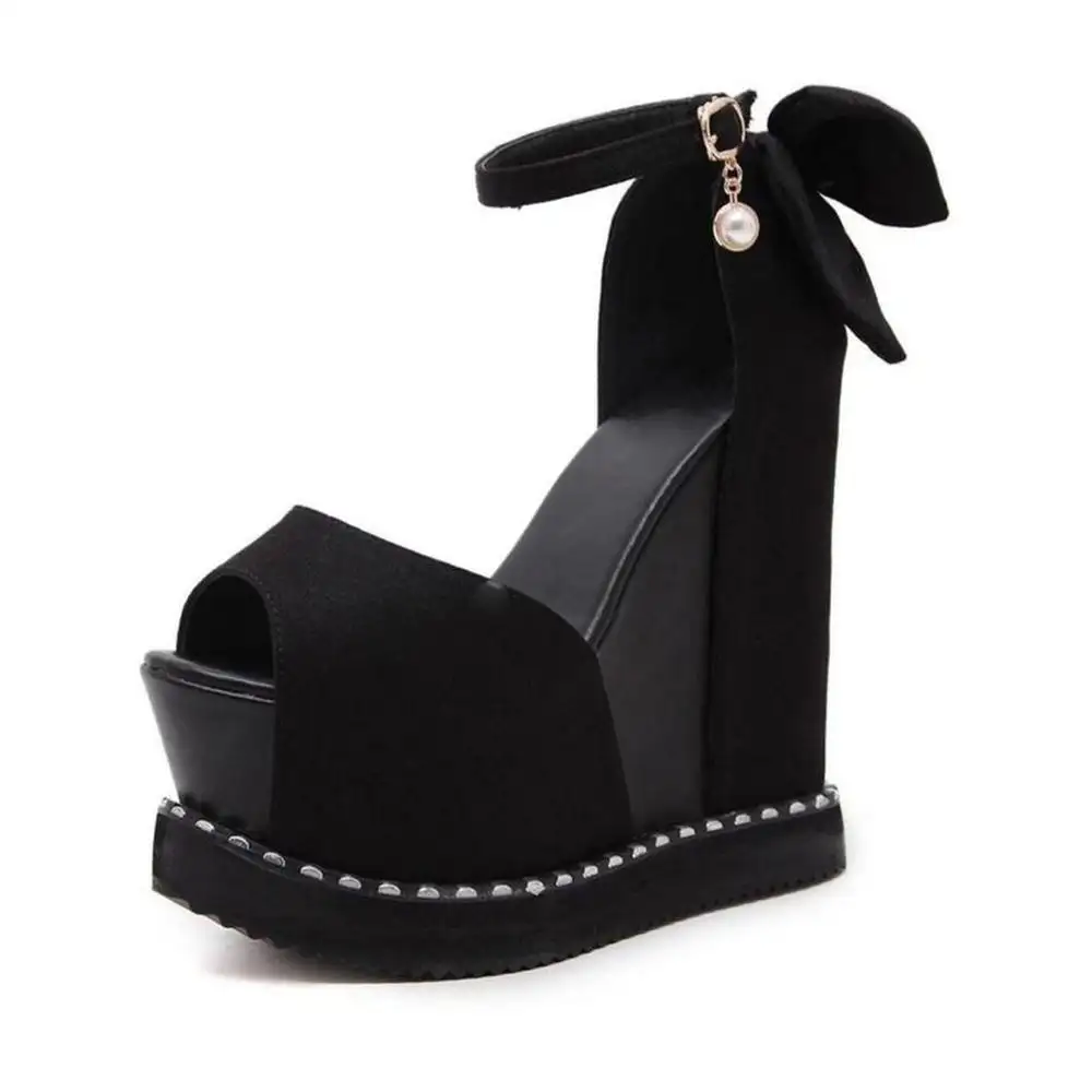 women unique high heel night club peep-toe ankle straps platform wedges sandals shoes