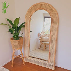 Espejo de mimbre tejido hecho a mano, decoración de pared para el hogar, bohemio - Product Image 2