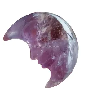 Ciselure à la main en cristal d'améthyste, pierre sculptée en forme de demi-lune, cristaux de guérison, 1 pièce, meilleure vente
