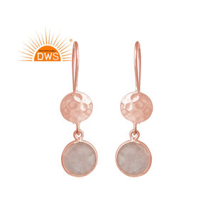 Boucle d'oreille en Quartz Rose naturel pour femme, 1 pièce, argent Sterling 925, plaqué or Rose, pierre précieuse, fabrication de bijoux - Product Image 1