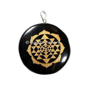 Pendentifs Yantra en Agate noir gravés 50 pièces, pendentifs gravés - Product Image 1