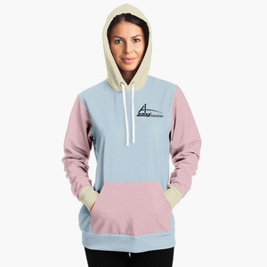 Sudadera con capucha de lana para mujer, Jersey de dos tonos con bolsillos delanteros y bolsillos delanteros, capucha de bloque - Product Image 4