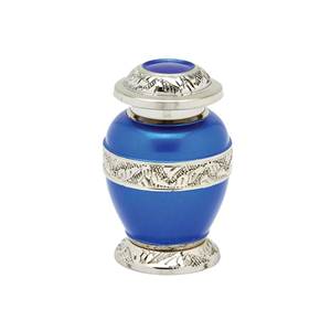 Recuerdo de Palatinado pequeño, urna de cremación de latón azul y plateado - Product Image 1