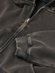 Pull à capuche court à manches longues pour femme, Logo personnalisé, couleurs unies, fermeture éclair - Product Image 5