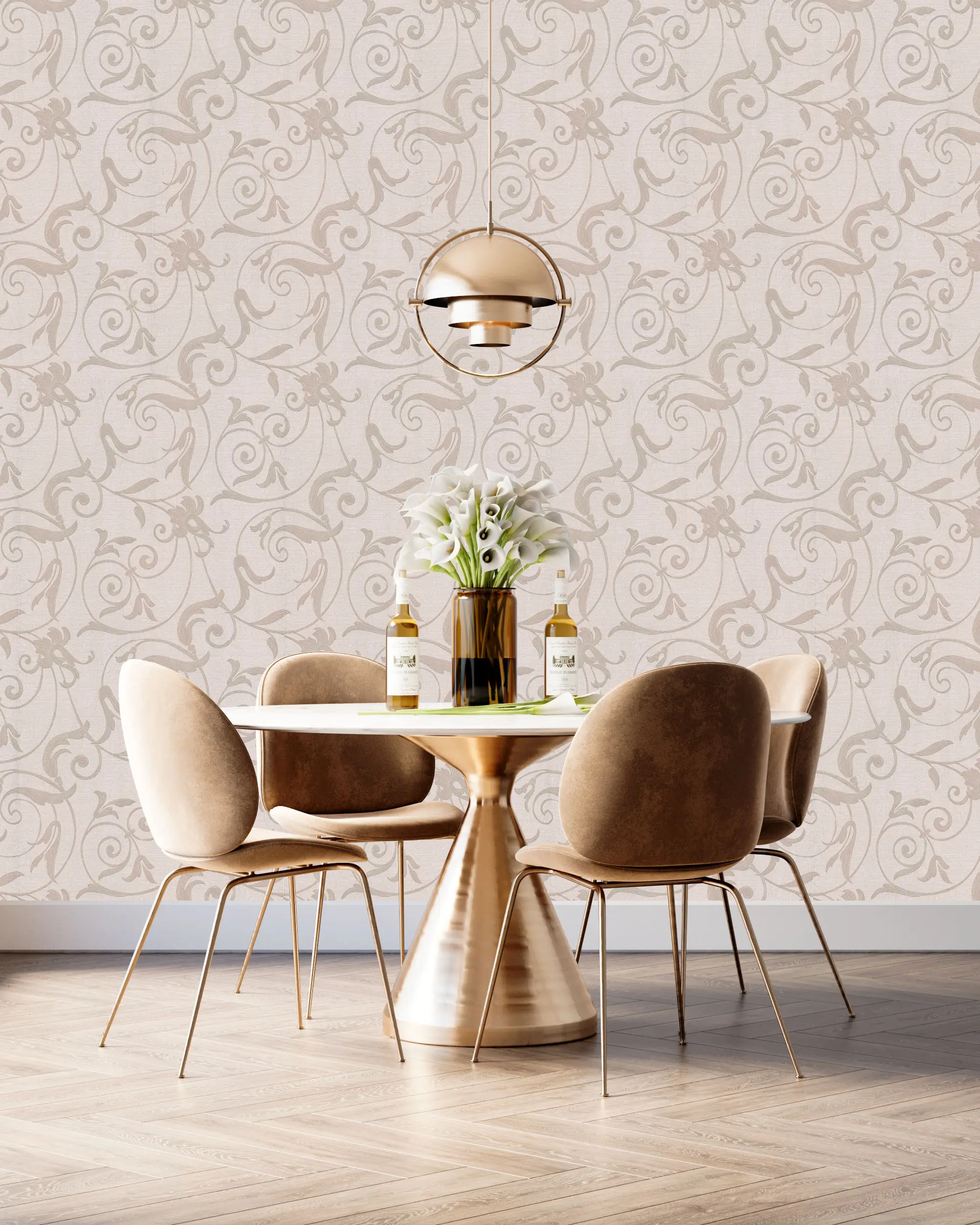 Floral Scrolls Mid-century modern New design living room bedroom flower wallpaper bedroom wallpaper