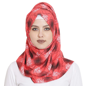 Écharpe longue en mousseline de soie, hijab instantané et personnalisé avec bonnet intérieur, écharpe châle, doublure en satin, pour femmes, nouvelle collection 2022 - Product Image 1