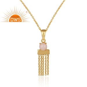 Pendentif en pierres précieuses d'opales roses naturelles, livraison gratuite, bijoux plaqués en or indien, chaîne de Bar en argent 925 - Product Image 2