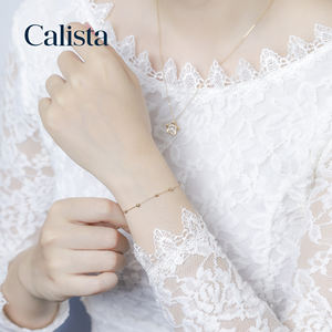 Pulsera de cadena de oro amarillo sólido de 10K de moda para mujer Pulsera de diseñadores con estilo para regalo al por mayor - Product Image 4