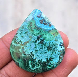 Piedra Preciosa Natural Rara de Crisocola, Malaquita y Azurita en Cabujón, Verde/Azul de Alta Calidad, Venta al Por Mayor - Product Image 4