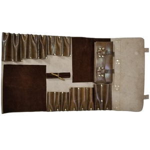 Brown Leather <b>Tool</b> <b>Roll</b> Bag With Top Handle And Buckle Closure For Universal <b>Tool</b> Storage - Product Image 6