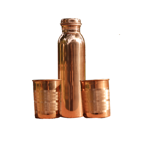 Ensemble de 2 bouteilles d'eau écologiques en cuivre pur avec couvercle anti-fuite Gobelets à boire direct - Product Image 1