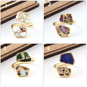 Zeva bijoux bague de qualité supérieure fantaisie forme rubis mohave cuivre turquoise laiton plaqué or jaune bague réglable pour hommes et femmes - Product Image 2