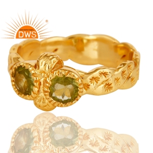 Hot Selling Sterling Silver 18K Gold Plated Natural Peridot Gemstone <b>Statement</b> <b>Ring</b> Jewelry for Women Gift for Her - Product Image 2